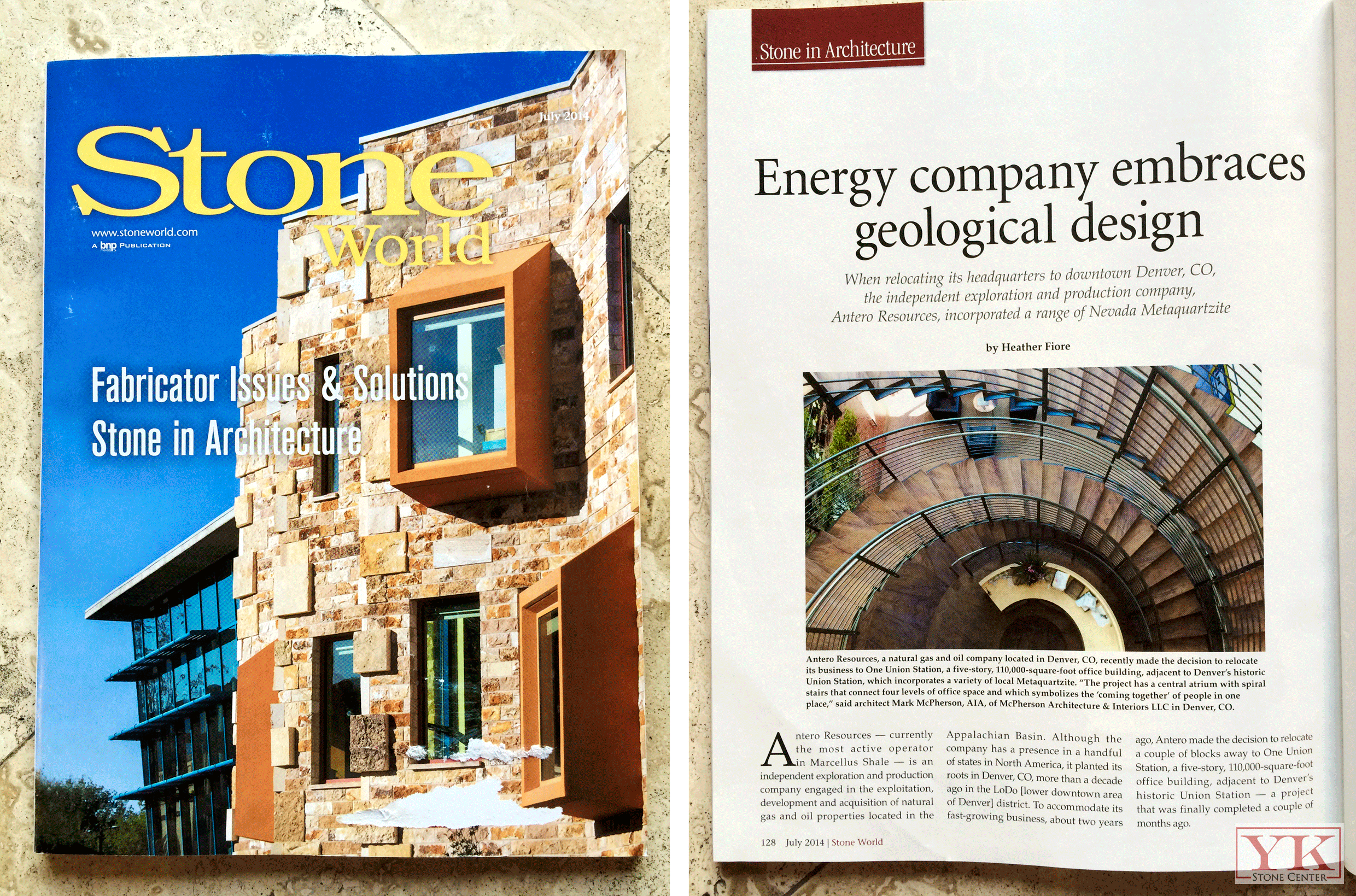 stone world magazine july 2014 yk stone center in denver, antero resources published in stone world magazine with yk marble stone center in denver co