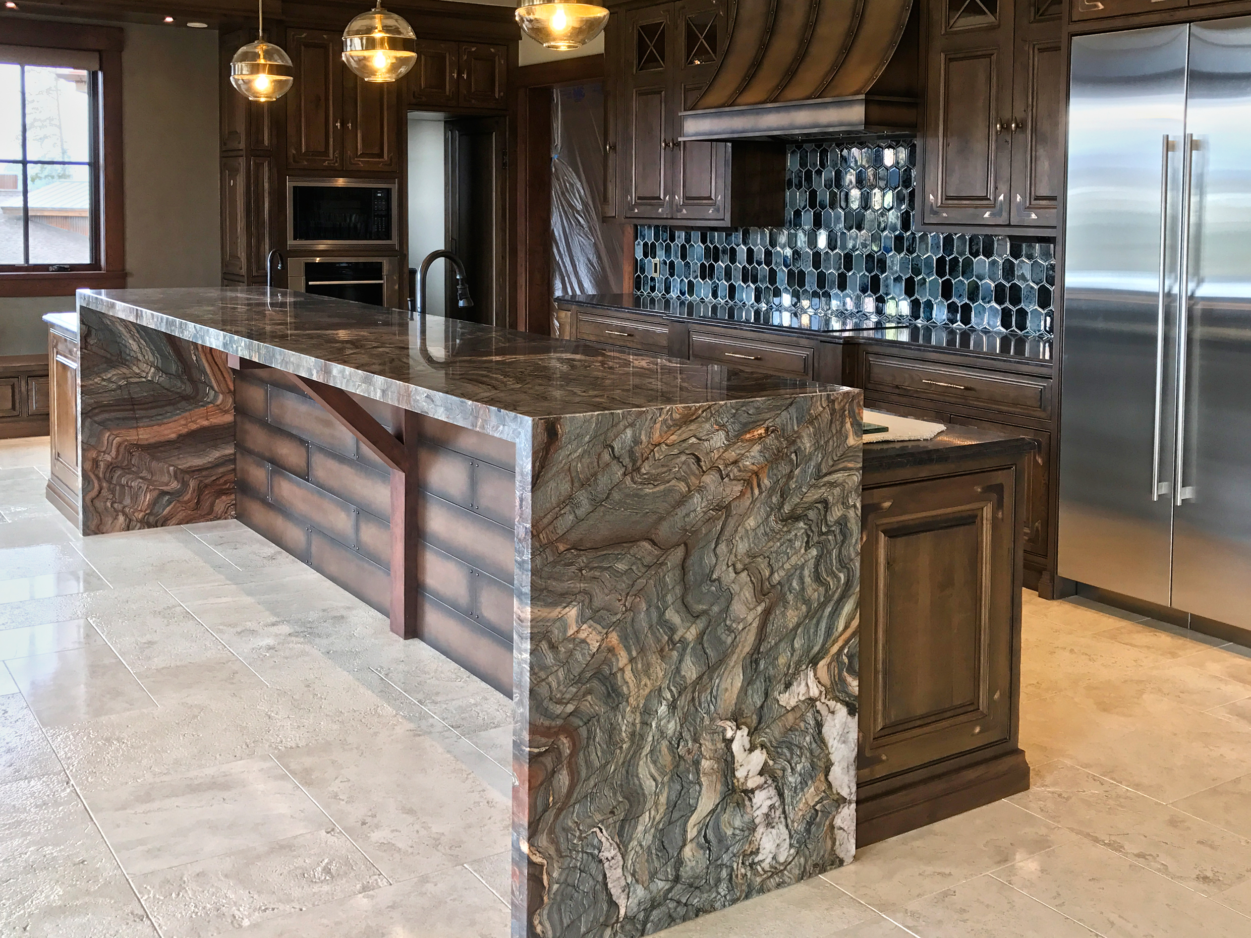 Fusion Granite Kitchen Island Top YK Stone Center Installed 