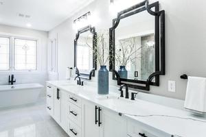 white and black countertop vanity