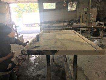 YK Stone Center fabrication shop denver, patagonia kitchen island